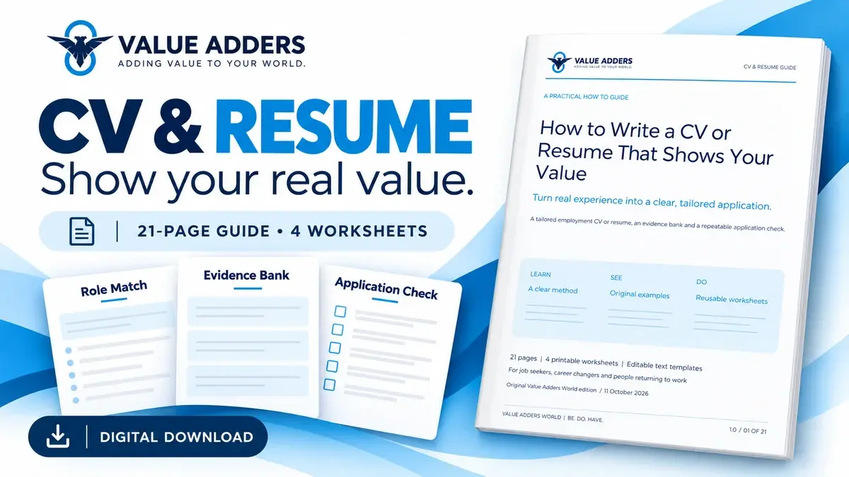 CV & Resume Guide: cover showing the included guide and tools