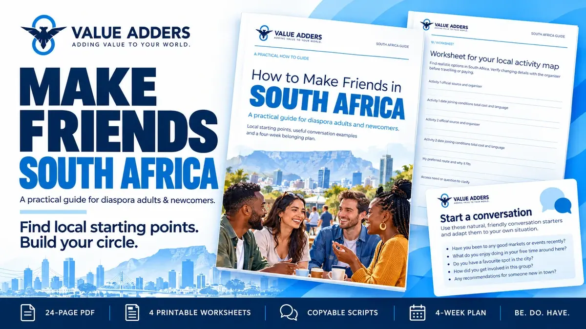 Make Friends: South Africa: cover showing the included guide and tools