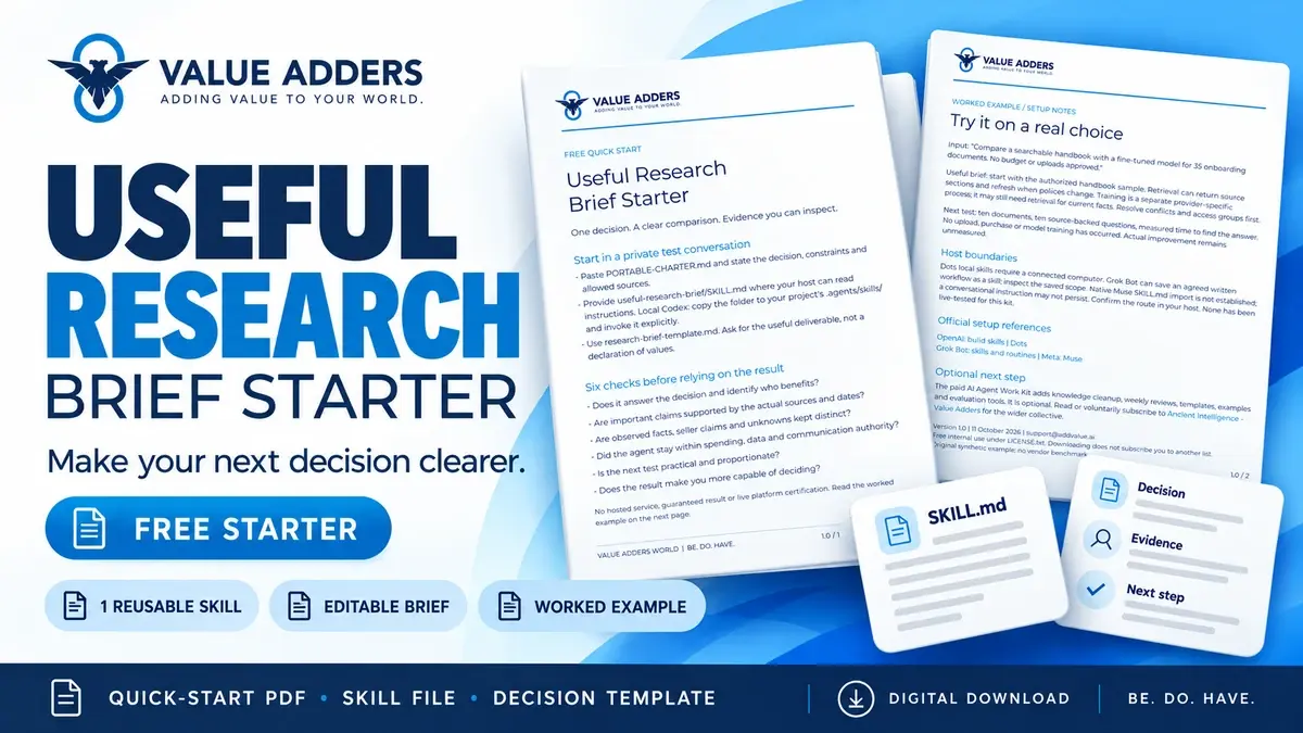 Free Research Brief Starter: cover showing the included guide and tools